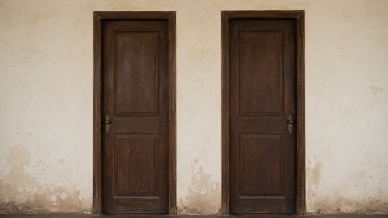 Duas portas de madeira iguais e fechadas em um prédio antigo de Campo Belo, MG, em artigo sobre a diferença entre o artigo 165 e o artigo 306 do CTB